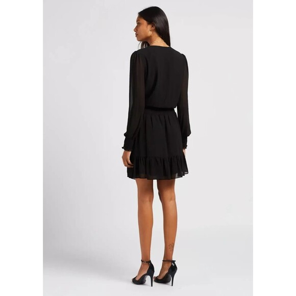 Michael Michael Kors Women’s Ruffled Faux-Wrap Dress Black  size L spring summer - Picture 5 of 16